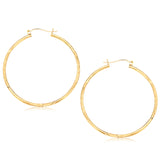 14k Yellow Gold Fancy Diamond Cut Extra Large Hoop Earrings (45mm Diameter)-rx36556