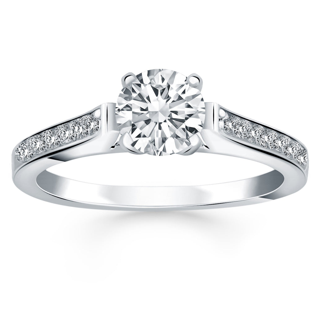14k White Gold Pave Diamond Cathedral Engagement Ring-rxd33793y28bt