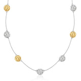 14k Yellow Gold & Sterling Silver 32'' Reticulated Disc Station Necklace-rx40746-32