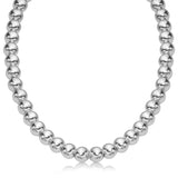 Sterling Silver Polished Bead Necklace with Rhodium Plating (10mm)-rx35349-18
