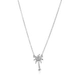 Sterling Silver Palm Tree Necklace with Cubic Zirconias-rx65204-18