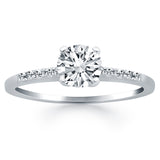 14k White Gold Engagement Ring with Diamond Band Design-rxd42433y28bt
