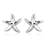 Sterling Silver Large Polished Starfish Earrings-rx93341