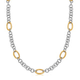 18k Yellow Gold and Sterling Silver Rhodium Plated Multi Style Chain Necklace-rx43677-18