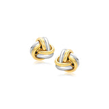 14k Two-Tone Gold Polished Love Knot Stud Earrings-rx48366