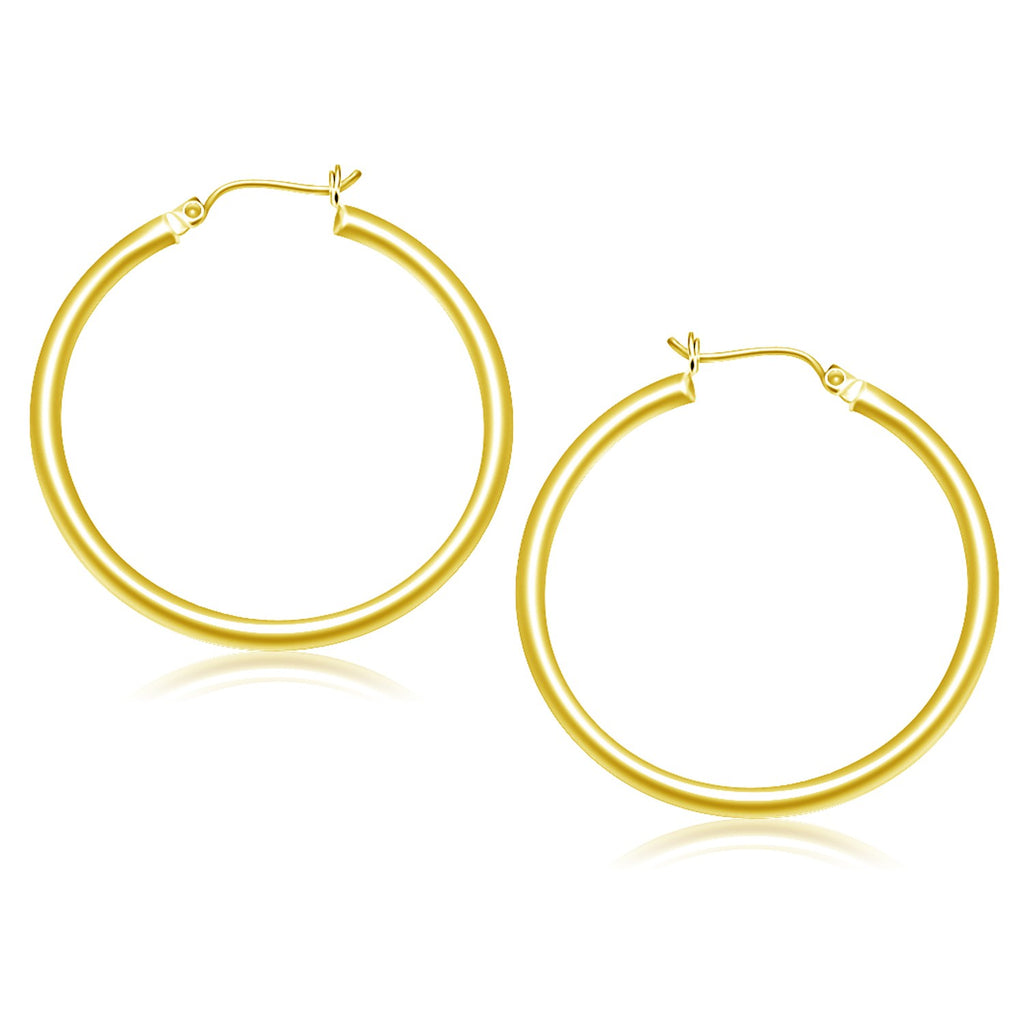 14k Yellow Gold Polished Hoop Earrings (40 mm)-rx49070