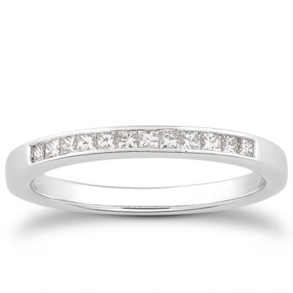 14k White Gold Channel Set Princess Diamond Wedding Ring Band-rxd46848y28bt