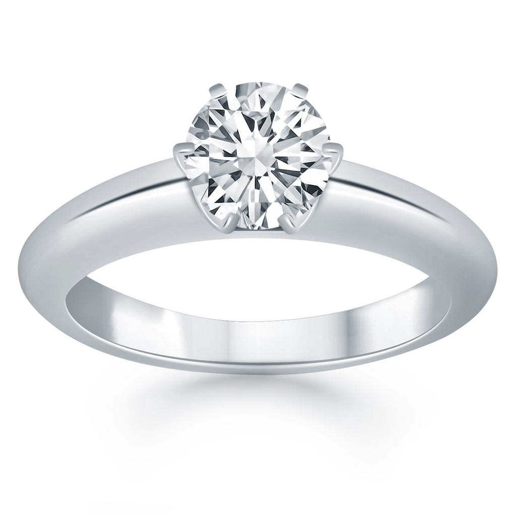 14k White Gold Solitaire Cathedral Engagement Ring-rxd46098y28bt