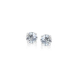 Sterling Silver 3mm Faceted White Cubic Zirconia Stud Earrings-rx25374