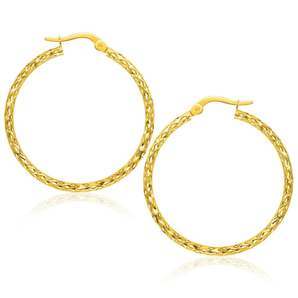 Large Textured Hoop Earrings in 10k Yellow Gold-rx27978