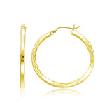 14k Yellow Gold Diamond Cut Hoop Earrings-rx52908