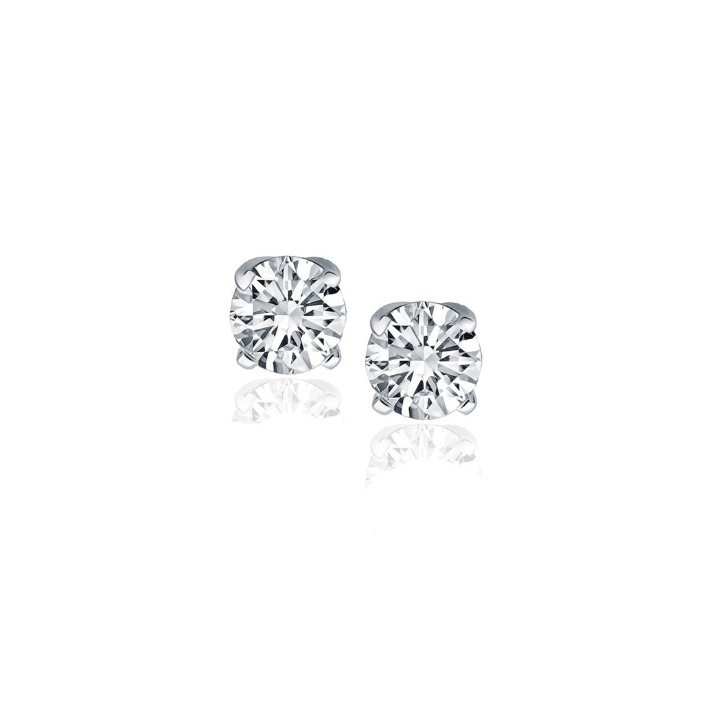 14k White Gold Diamond Four Prong Stud Earrings (1/2 cttw)-rx47767
