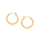 14k Yellow Gold 25mm Diameter Hoop Earring with Diamond-Cut Finish-rx56670
