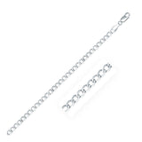 Rhodium Plated 3.7mm Sterling Silver Curb Style Chain-rx49968-24