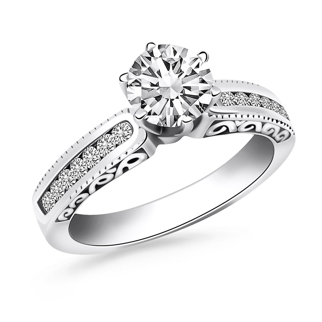 14k White Gold Channel Set Engagement Ring with Engraved Sides-rxd53363y28bt