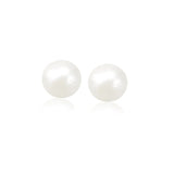 14k Yellow Gold Freshwater Cultured White Pearl Stud Earrings (8.0 mm)-rx56763