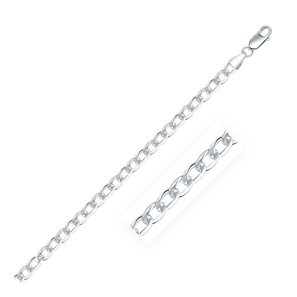 Rhodium Plated 4.7mm Sterling Silver Curb Style Chain-rx57898-24