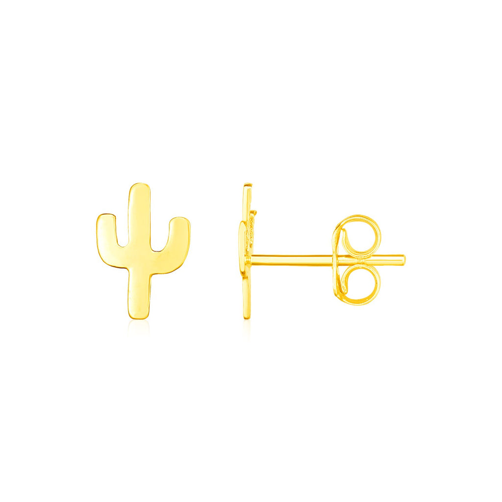14K Yellow Gold Petite Cactus Earrings-rx53028