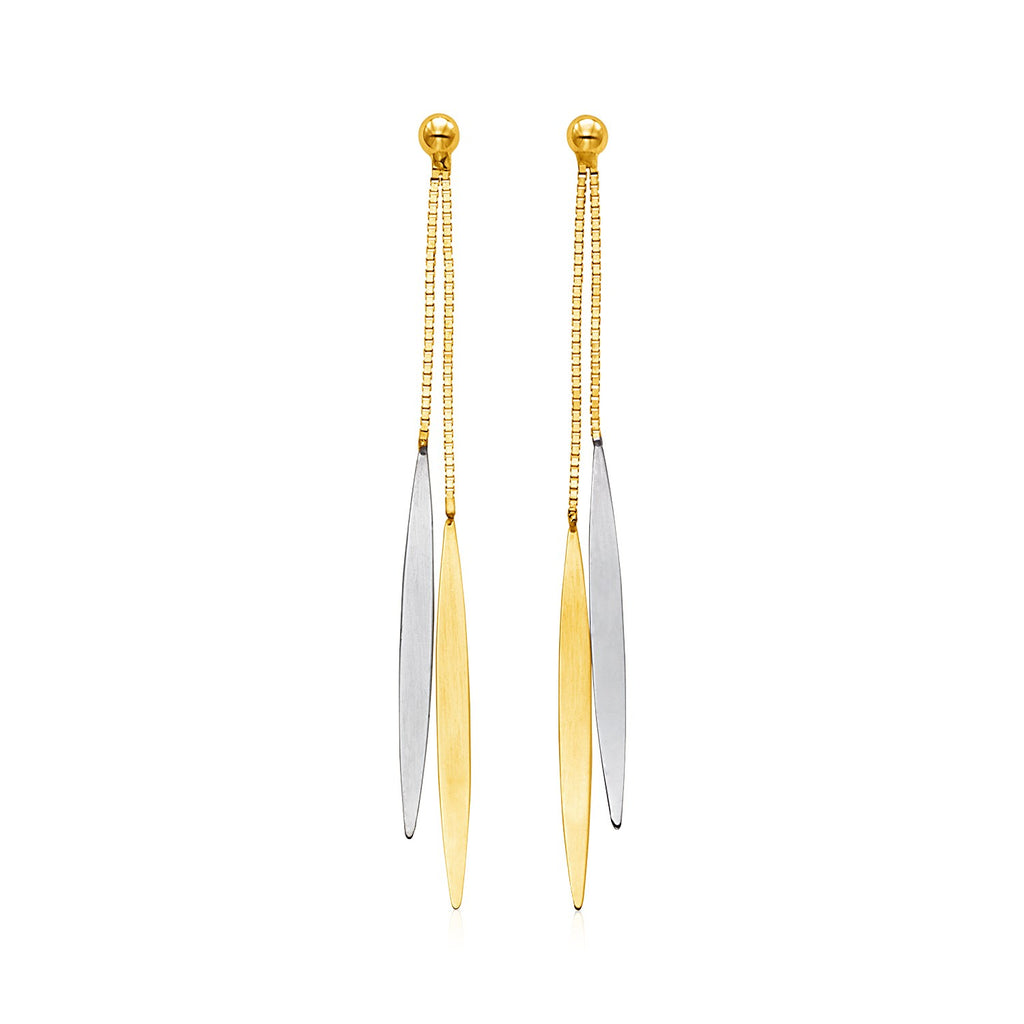14k Two Tone Gold Polished Narrow Oval Earrings-rx57760