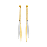 14k Two Tone Gold Polished Narrow Oval Earrings-rx57760