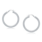 14k White Gold Polished Hoop Earrings (40 mm)-rx64883