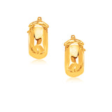 14k Yellow Gold Wide Small Hoop Earrings with Snap Lock-rx63714