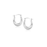 10k White Gold Oval Hoop Earrings-rx66703