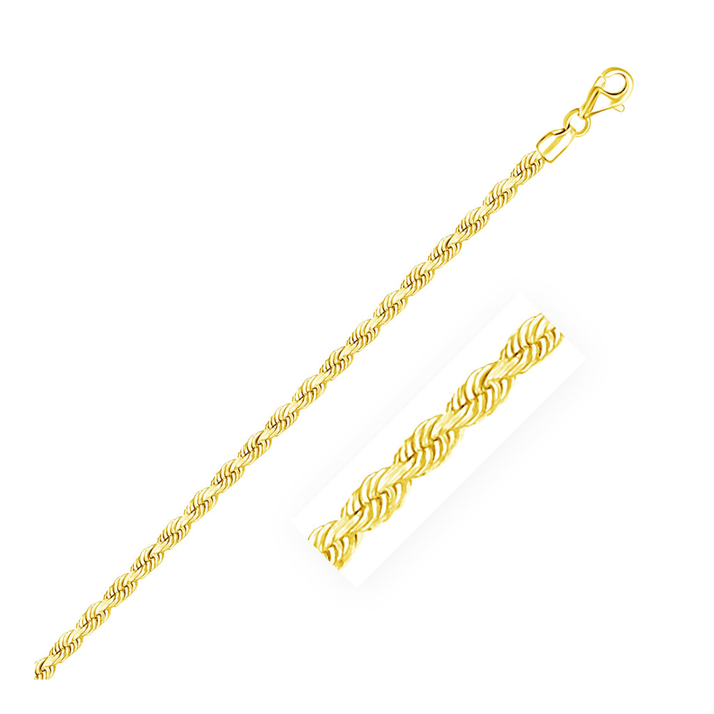 3.0mm 10k Yellow Gold Solid Diamond Cut Rope Chain-rx66909-20