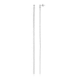 Sterling Silver Long Earrings with Polished Circles-rx88863