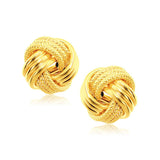 14k Yellow Gold interweaved Love Knot Stud Earrings-rx66548