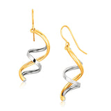 14k Two Tone Gold Double Helix Polished Dangling Earrings-rx66773