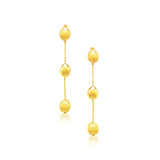 14k Yellow Gold Textured and Shiny Pebble Dangling Earrings-rx61644