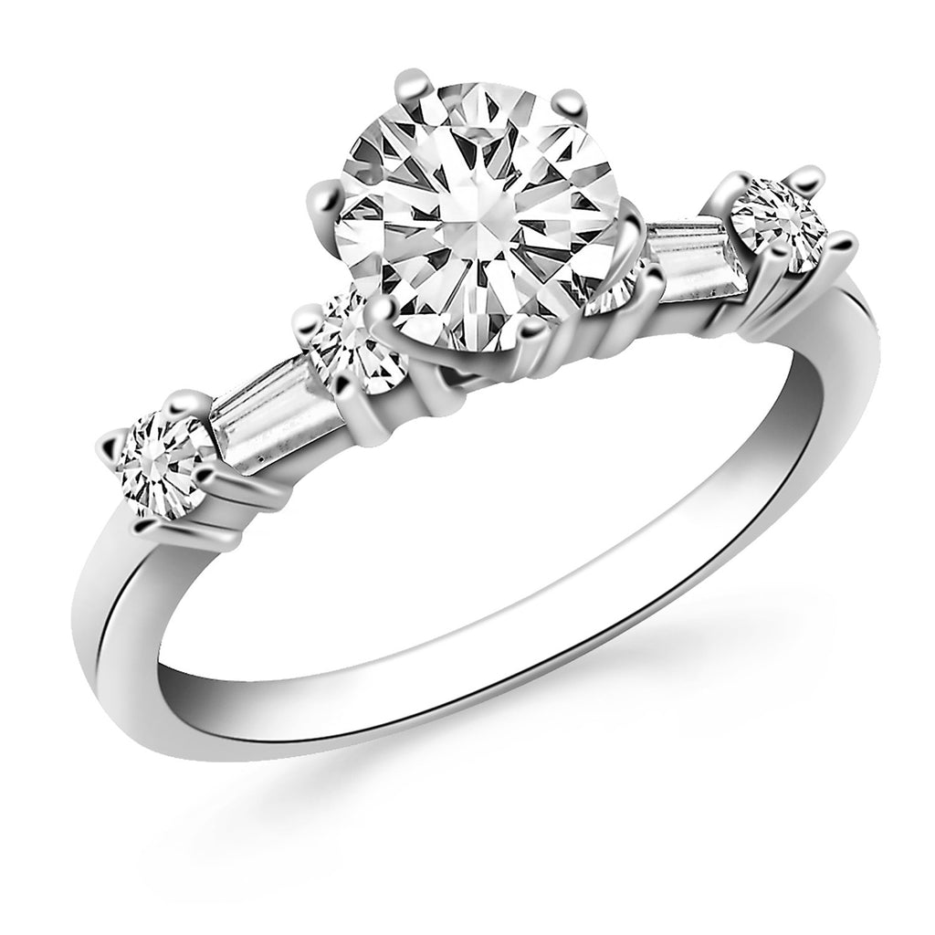 14k White Gold Engagement Ring with Round and Baguette Diamonds-rxd66075y28bt
