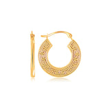 14k Yellow Gold Greek Key Small Hoop Earrings-rx68634