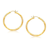 14k Yellow Gold Fancy Diamond Cut Hoop Earrings (35mm Diameter)-rx69978
