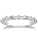 14k White Gold Vintage Look Fancy Pave Diamond Milgrain Wedding Ring Band-rxd68778y28bt