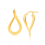 14k Yellow Gold Flat Polished Twisted Hoop Earrings-rx71396
