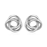 Polished Open Love Knot Earrings in Sterling Silver-rx56963