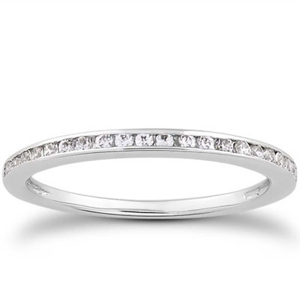 14k White Gold Slim Profile Diamond Channel Set Wedding Ring Band-rxd73841y28bt