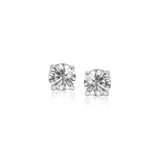 Sterling Silver 4mm Faceted White Cubic Zirconia Stud Earrings-rx92880
