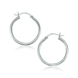 14k White Gold Polished Hoop Earrings (25 mm)-rx77268