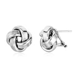Large Sterling Silver Polished Love Knot Earrings-rx97685