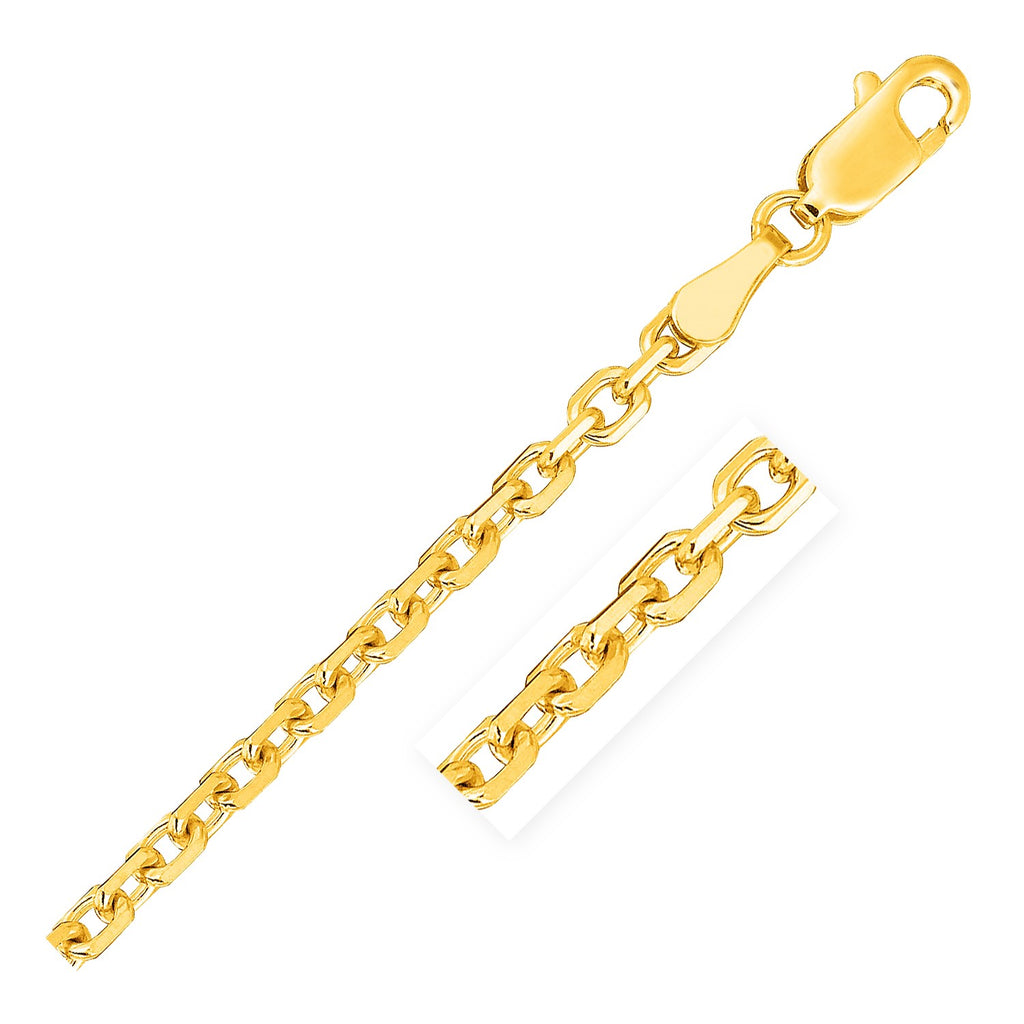 2.6mm 14k Yellow Gold Diamond Cut Cable Link Chain-rx79849-24