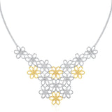 14k Yellow Gold & Sterling Silver Flower Cluster Bead Necklace-rx77492-18