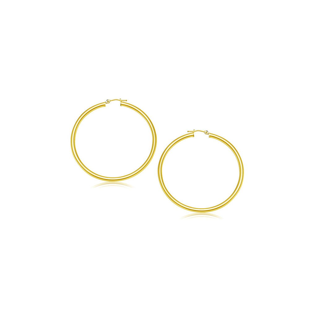 14k Yellow Gold Polished Hoop Earrings (15 mm)-rx79699
