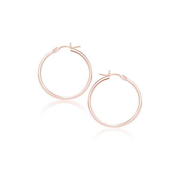 14k Rose Gold Polished Hoop Earrings (25 mm)-rx81598