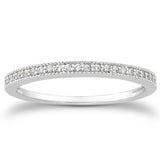 14k White Gold Diamond Micro Pave Diamond Milgrain Wedding Ring Band-rxd79400y28bt