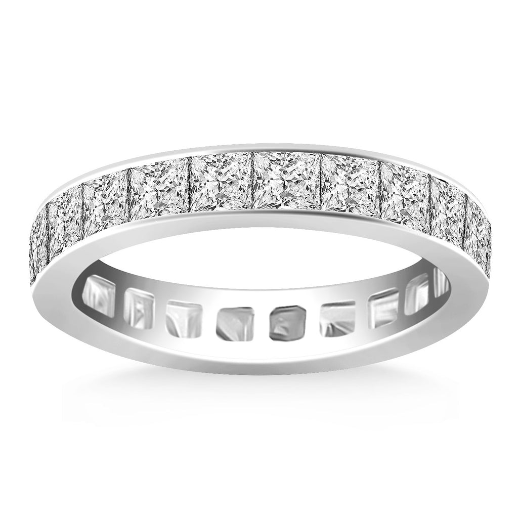 14k White Gold Eternity Ring with Channel Set Princess Cut Diamonds-rxd76605y28bt