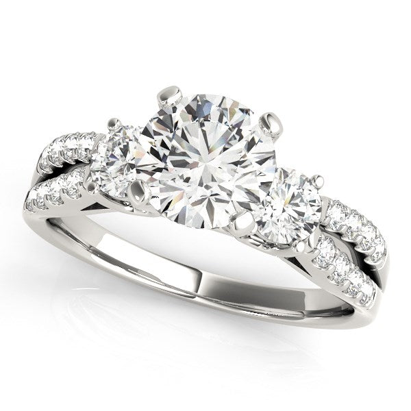 1 CT. T.W. Diamond Past Present Future® Frame Triple Row Split Shank  Vintage-Style Engagement Ring in 10K White Gold | Zales Outlet