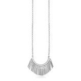 Sterling Silver Necklace with Curved Bar and Fringe-rx63956-17